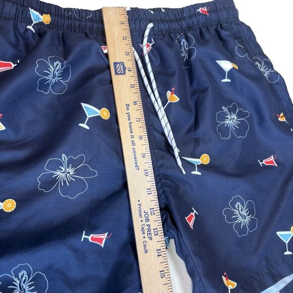 SHEIN Men's Blue with Coctail Print Drawstring Waist Swim Shorts, Size Large - Picture 5 of 7